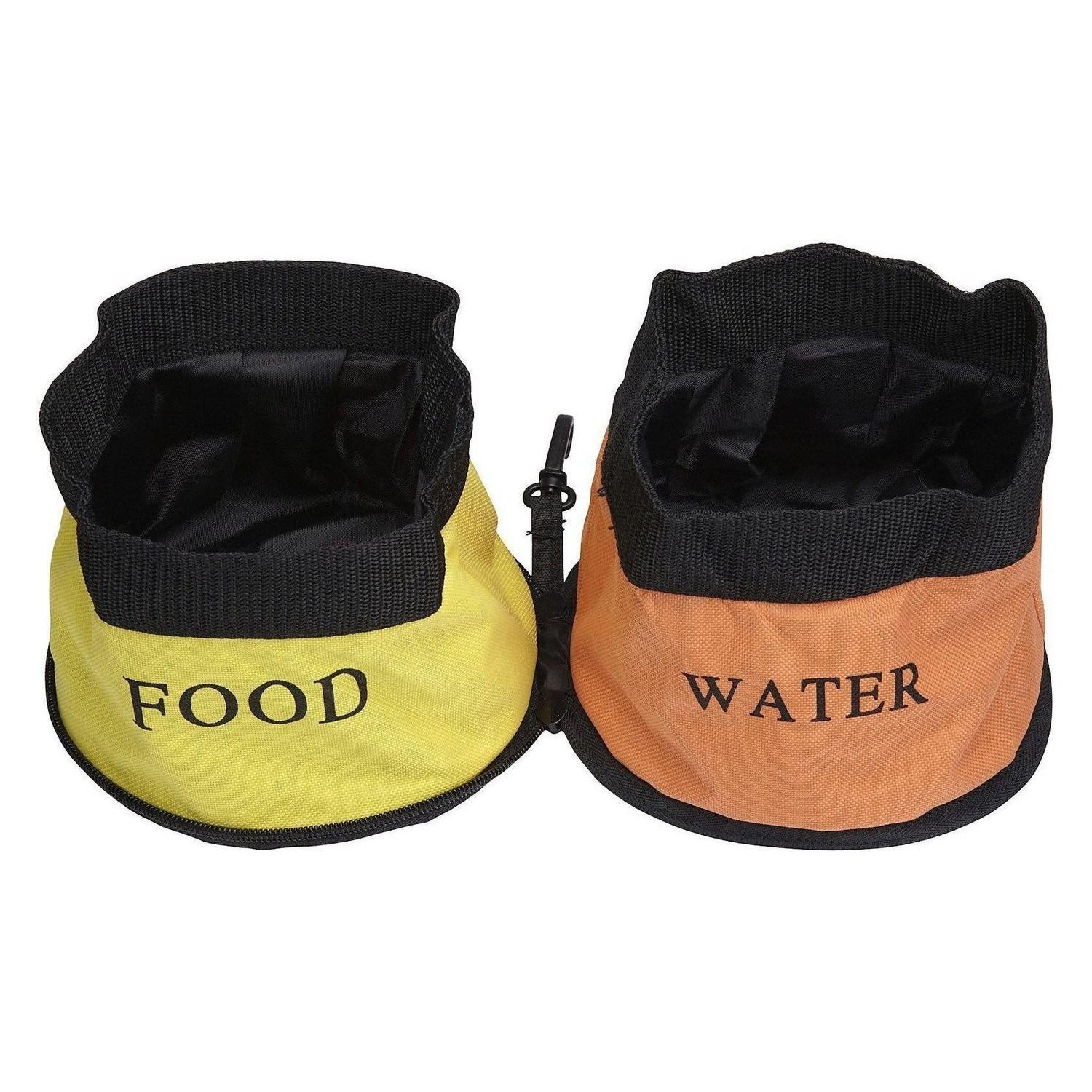 Pet Life Dual Folding Food and Water Collapsible Cat and Dog Bowl - Red