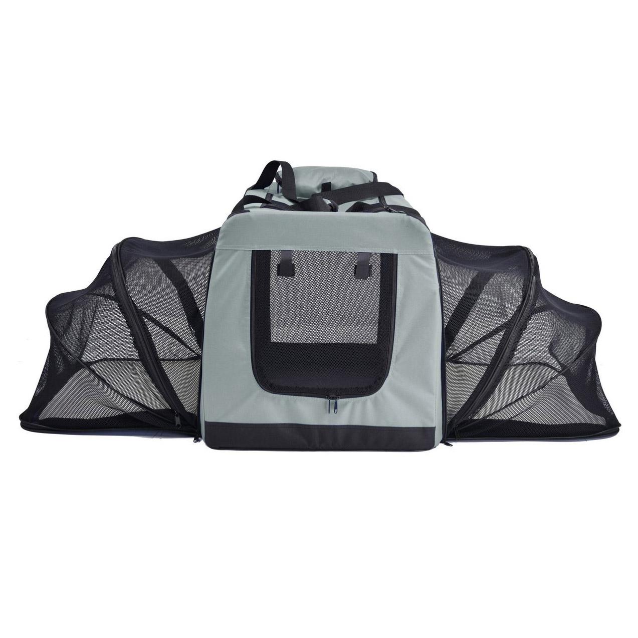 Pet Life Hounda Accordion Metal Frame Soft Folding Expandable Dog Crate - Dark Gray