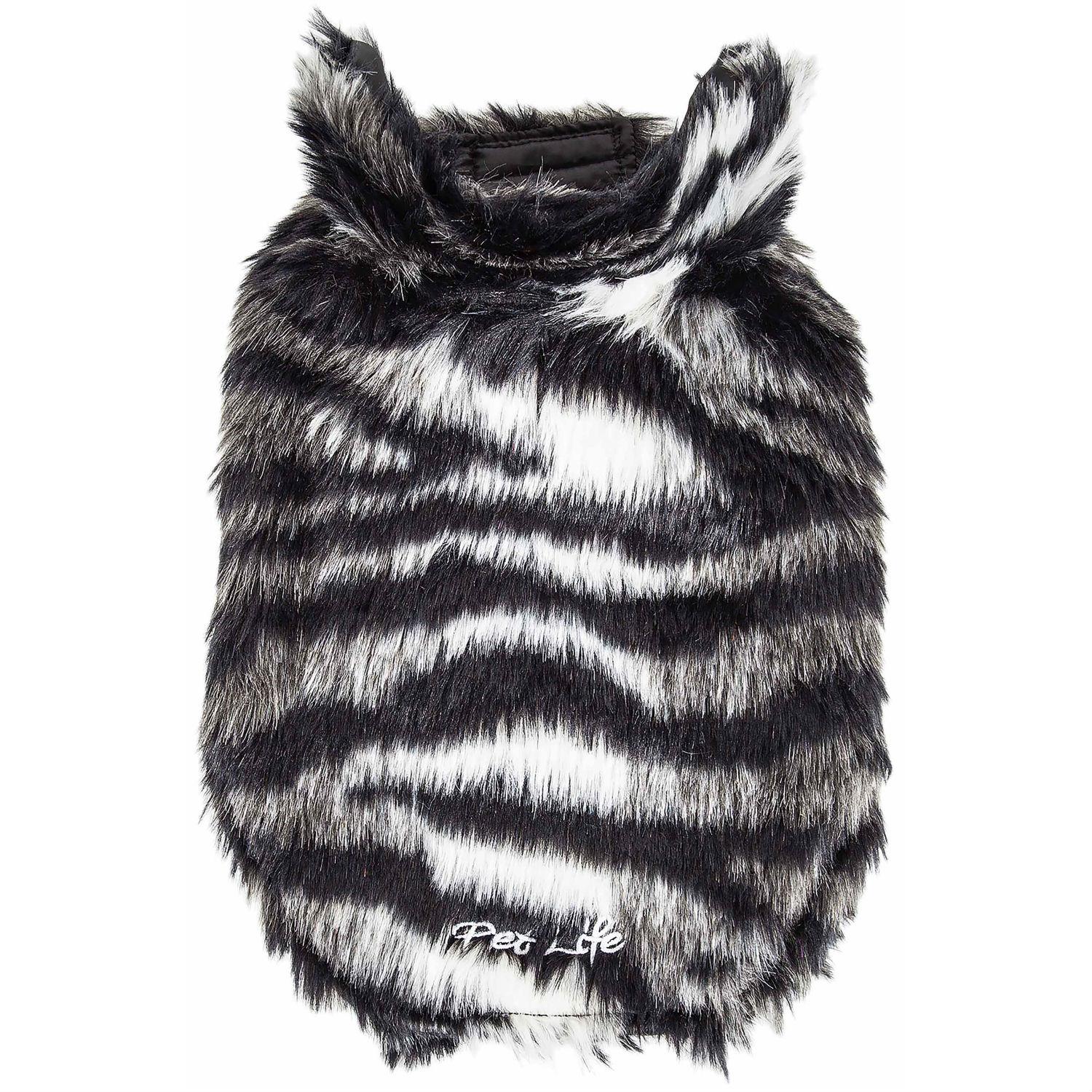 Pet Life Luxe Chauffurry Zebra Mink Fur Dog Coat