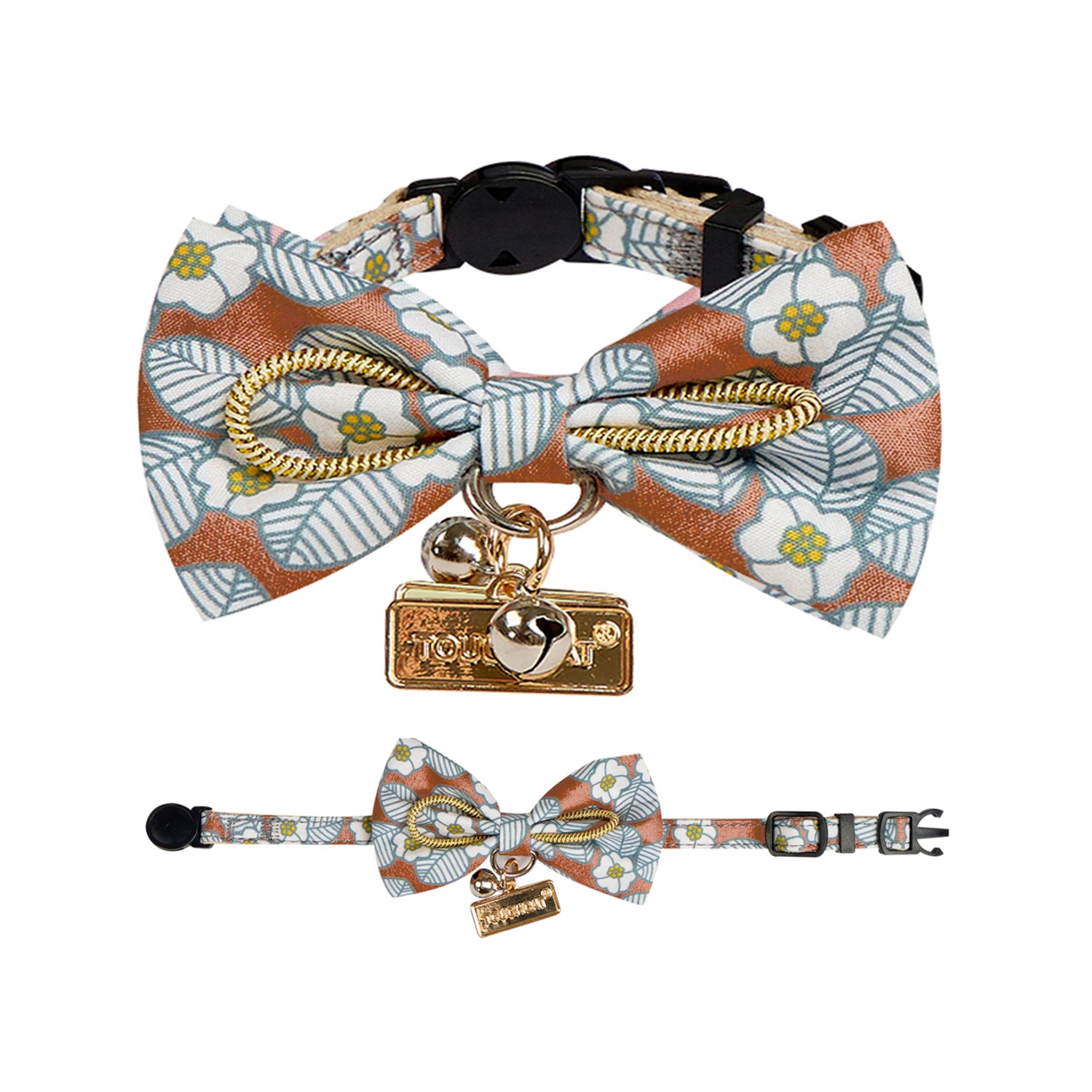 Pet Life Touchcat Floral Designer Cat Collar with Bow - Brown