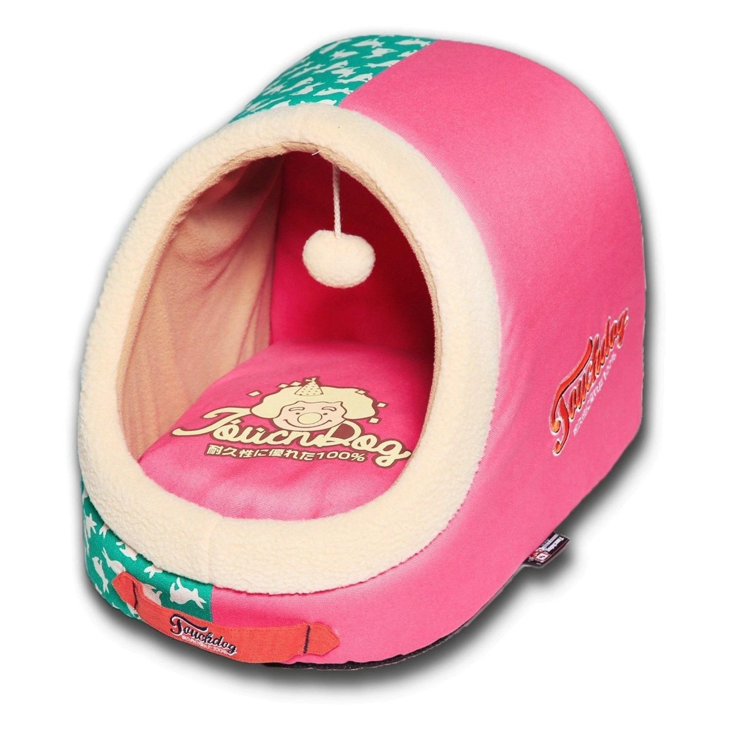 Pet Life Touchdog Lazy-Bones Panoramic Cat Bed with Teaser Toy - Pink