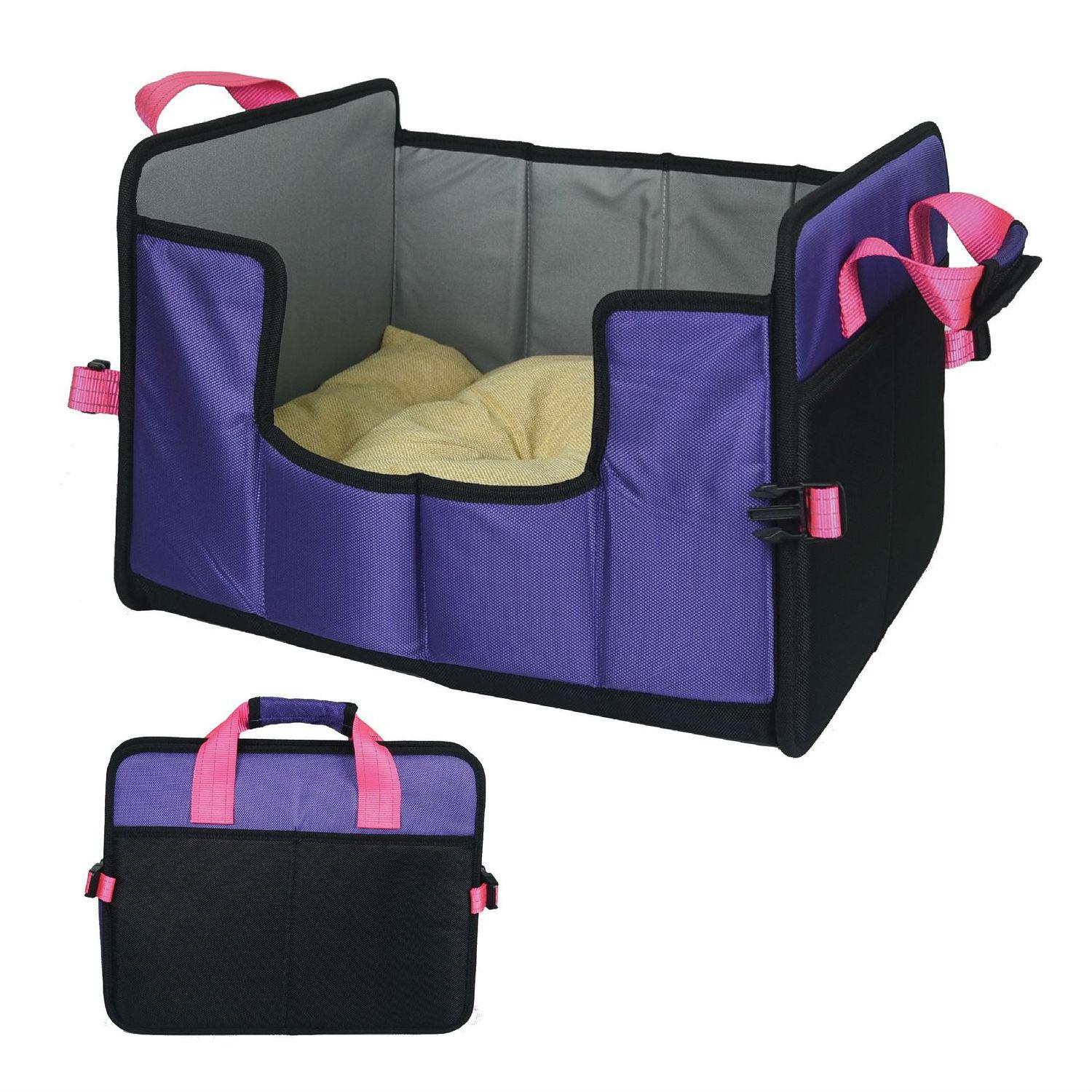 Pet Life Travel-Nest Folding Cat and Dog Bed - Purple & Pink