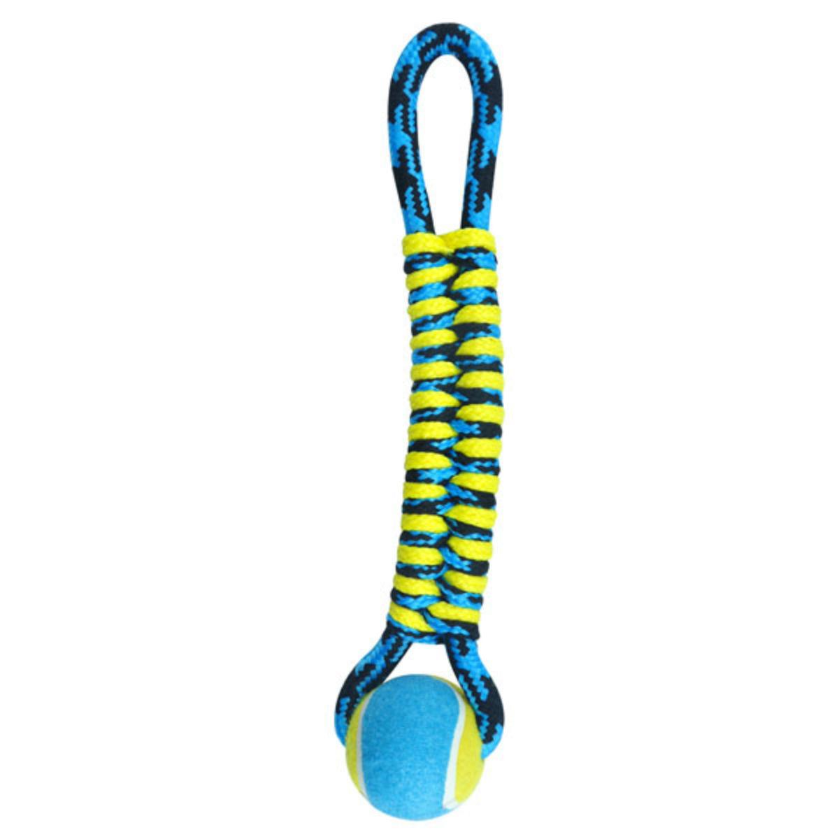 Pet Park Blvd Paracord Rope Twisted Tug with Tennis Ball Dog Toy - Yellow