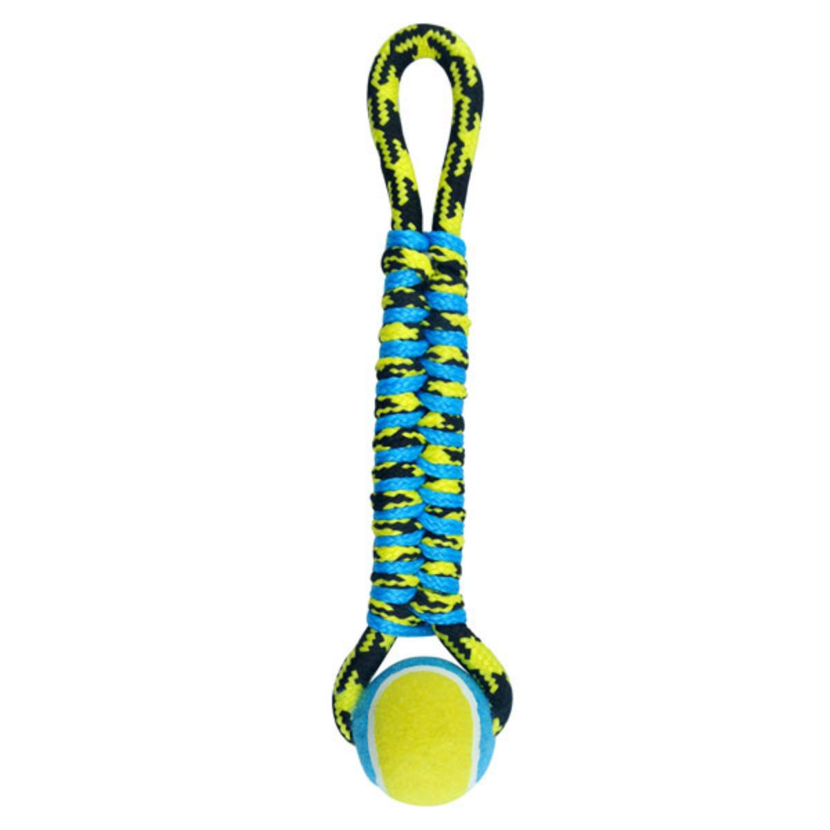 Pet Park Blvd Paracord Rope Twisted Tug with Tennis Ball Dog Toy - Blue