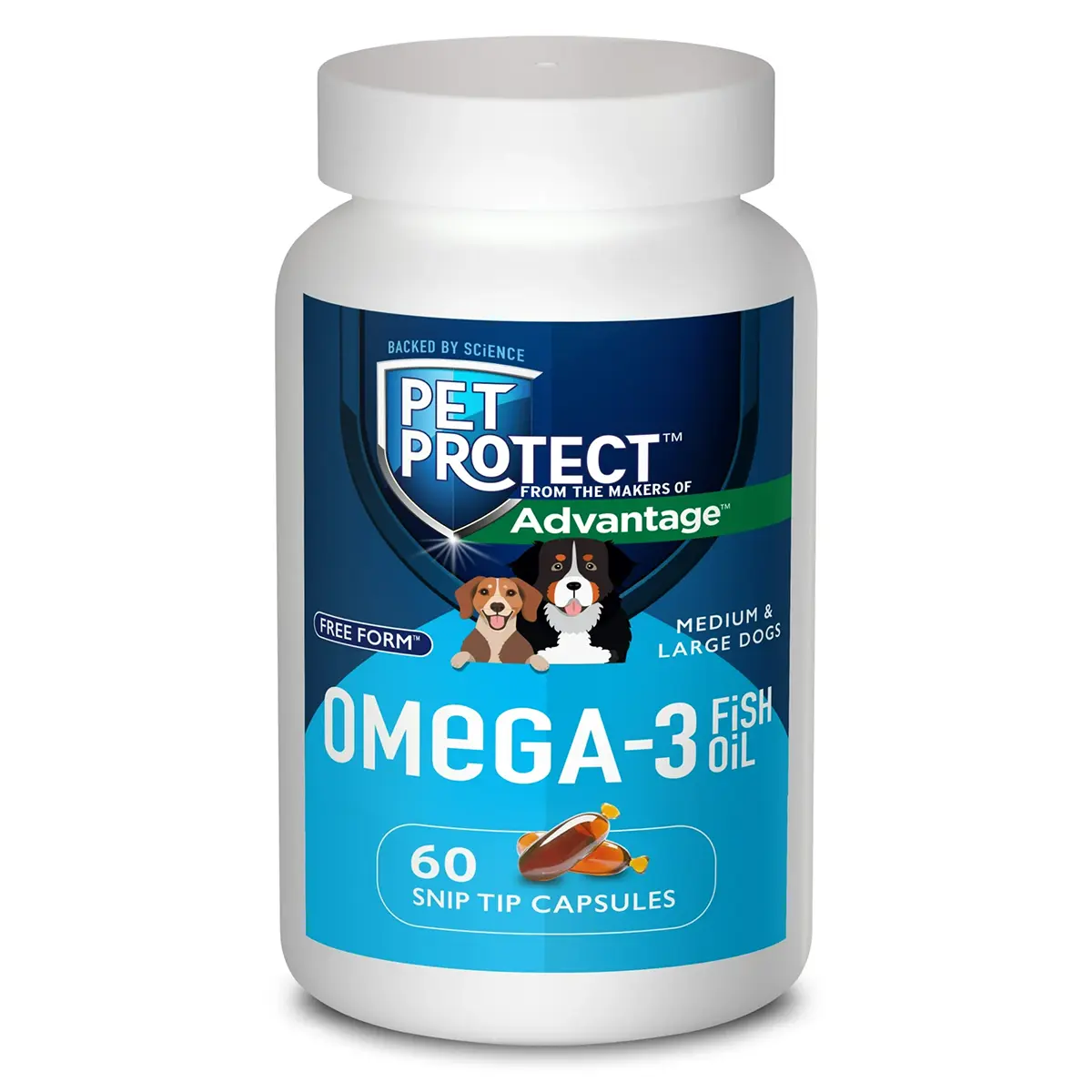 Pet Protect Omega-3 Fish Oil Snip Tip Capsules for Medium & Large Dogs