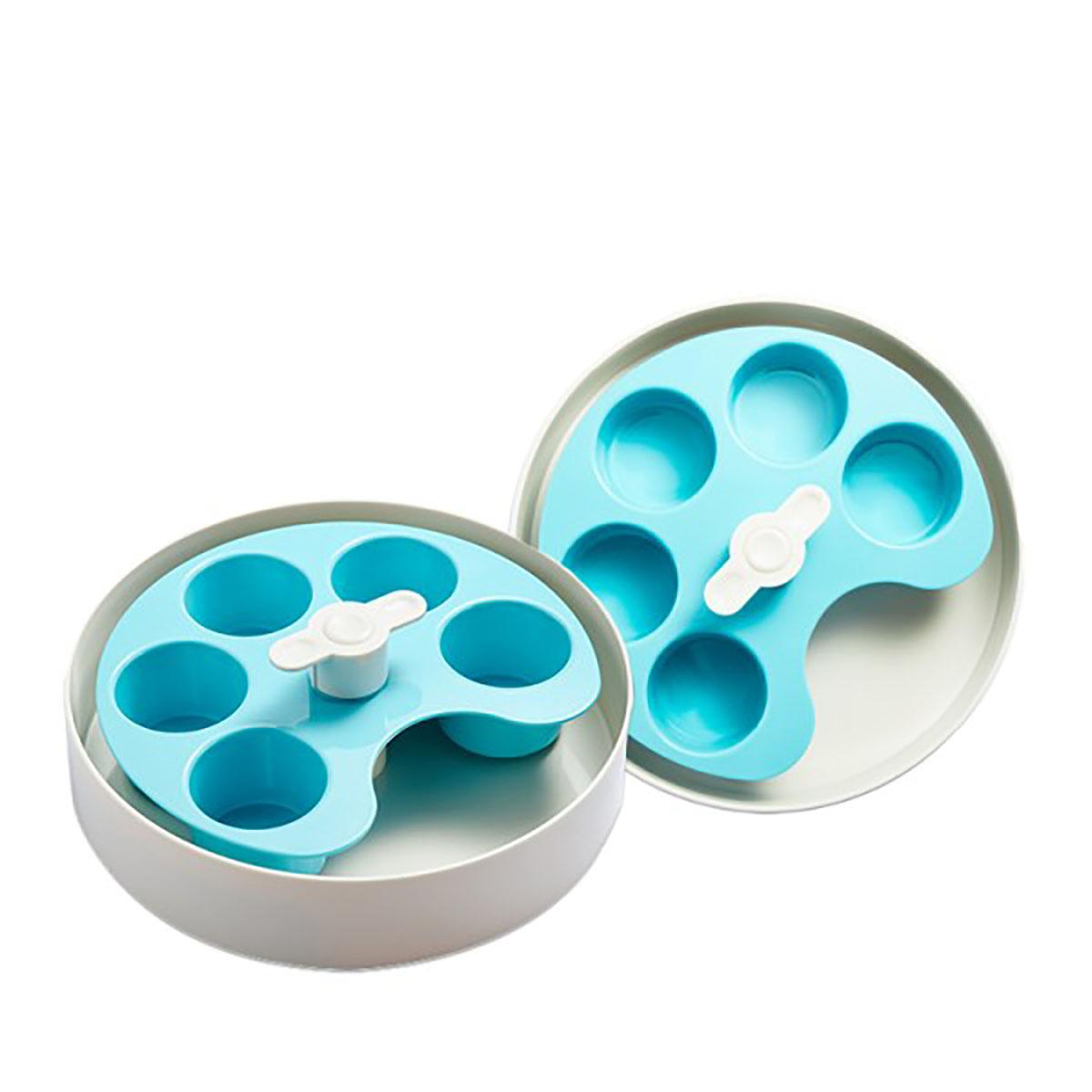 PetDreamHouse Spin Bowl Slow Feeder Dish for Dogs, Palette Blue Moderate  Level Spinning, Interactive & Adjustable Center Puzzle Piece for All Eating