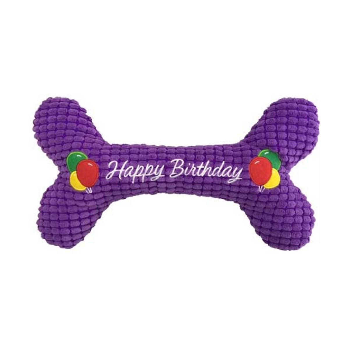 PetLou Happy Birthday Bone Plush Dog Toy - Purple