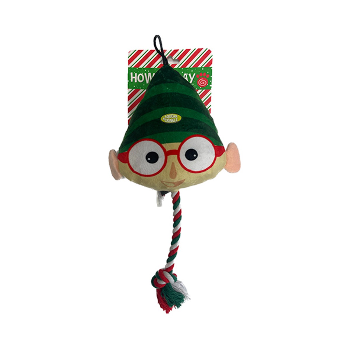 Petrageous Holiday Dog Toy - Elf Head with Rope