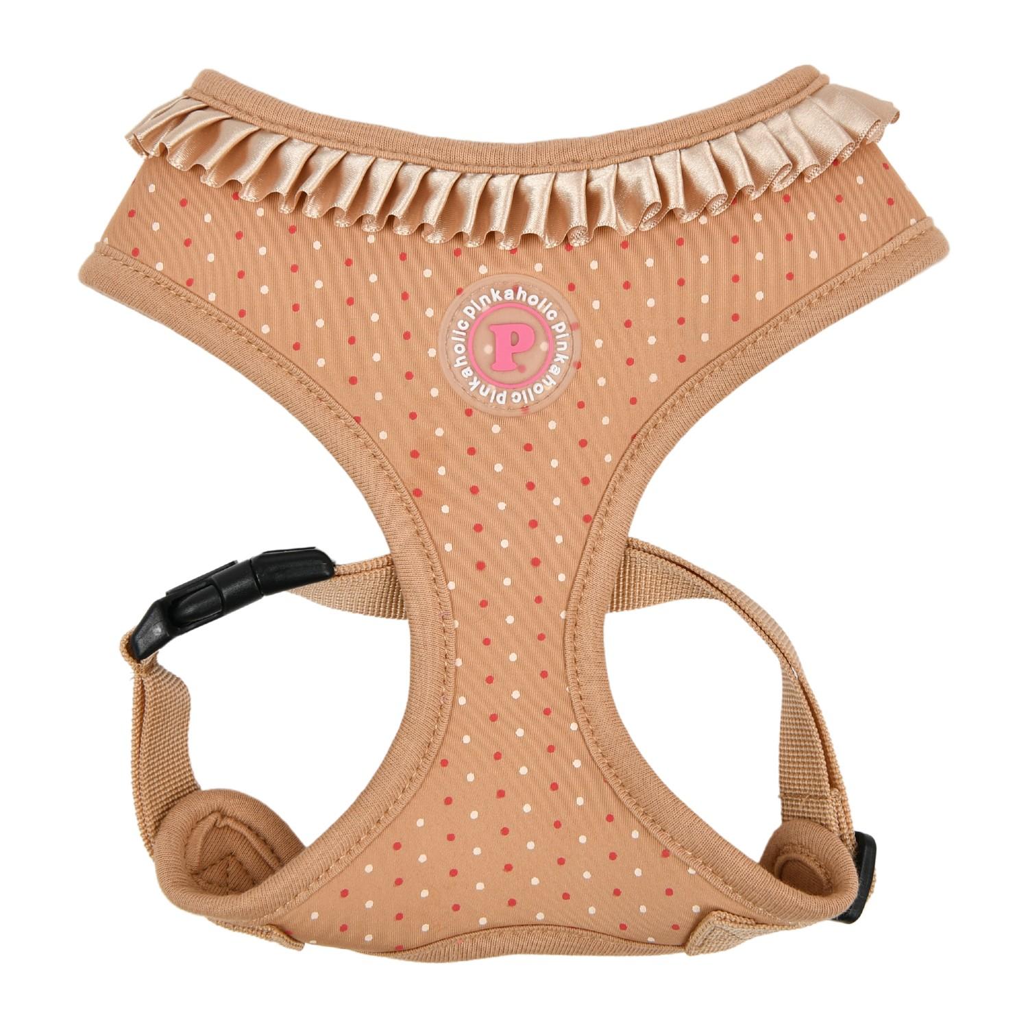 Pinkaholic Mila Polka Dot Adjustable Dog Harness - Beige