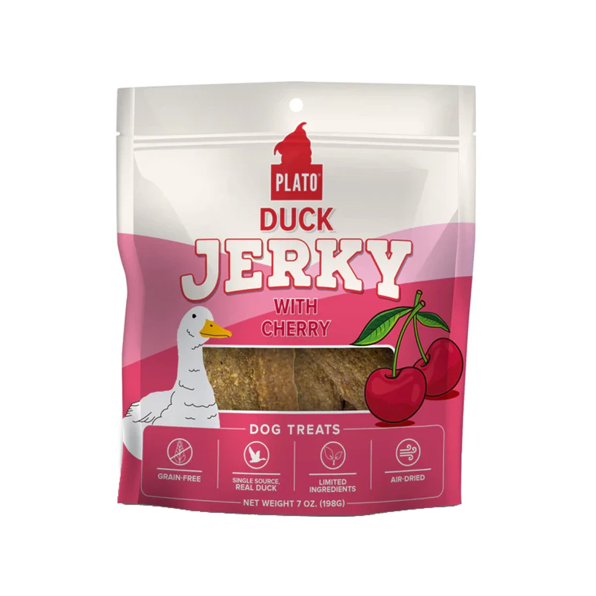 Plato Grain Free Jerky Dog Treats - Duck with Cherry