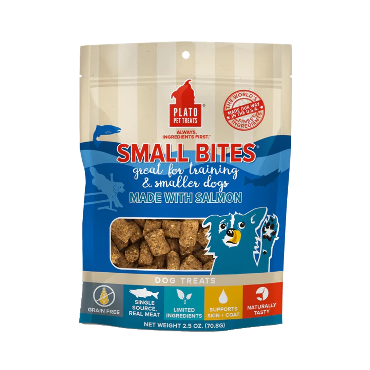 Plato Grain Free Small Bites Dog Treat - Salmon