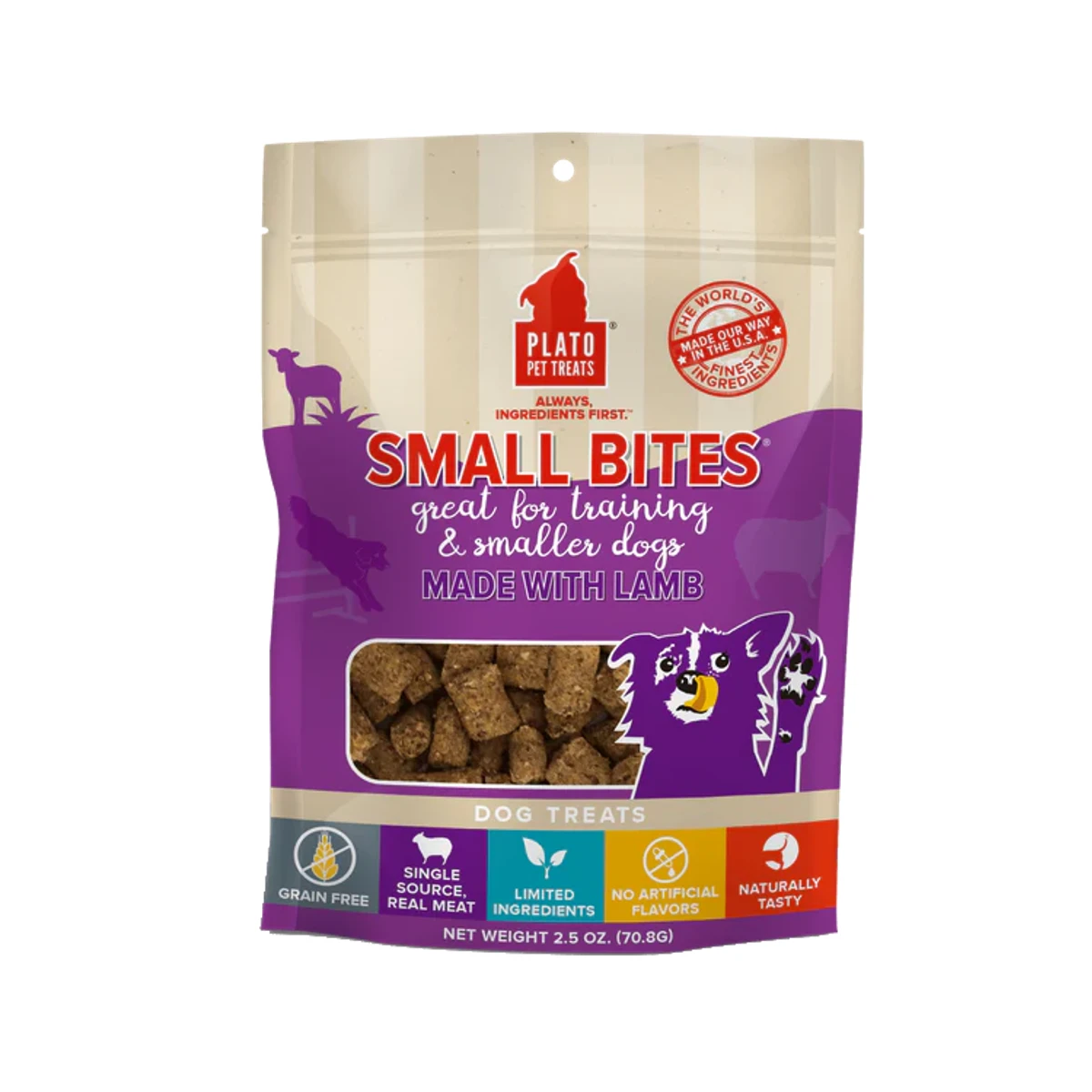 Plato Grain Free Small Bites Dog Treat - Lamb