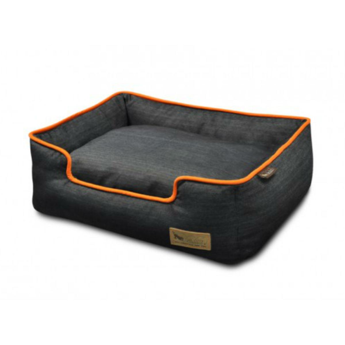P.L.A.Y. Urban Denim Lounge Dog Bed - Medieval Blue and Mandarin Orange