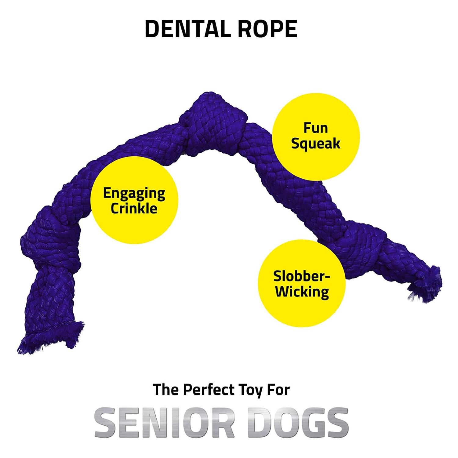 Playology Silver Dental Dri-Tech Rope Dog Toy