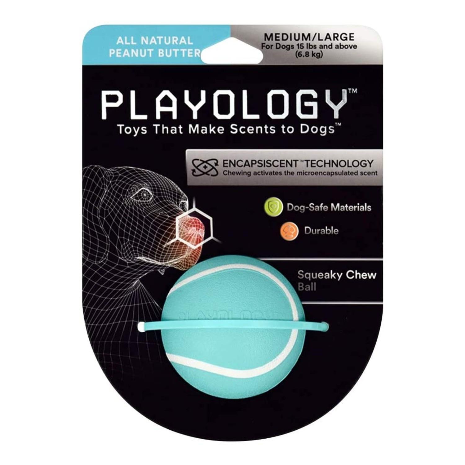 Playology Scented Squeaky Chew Ball Dog Toy - Peanut Butter