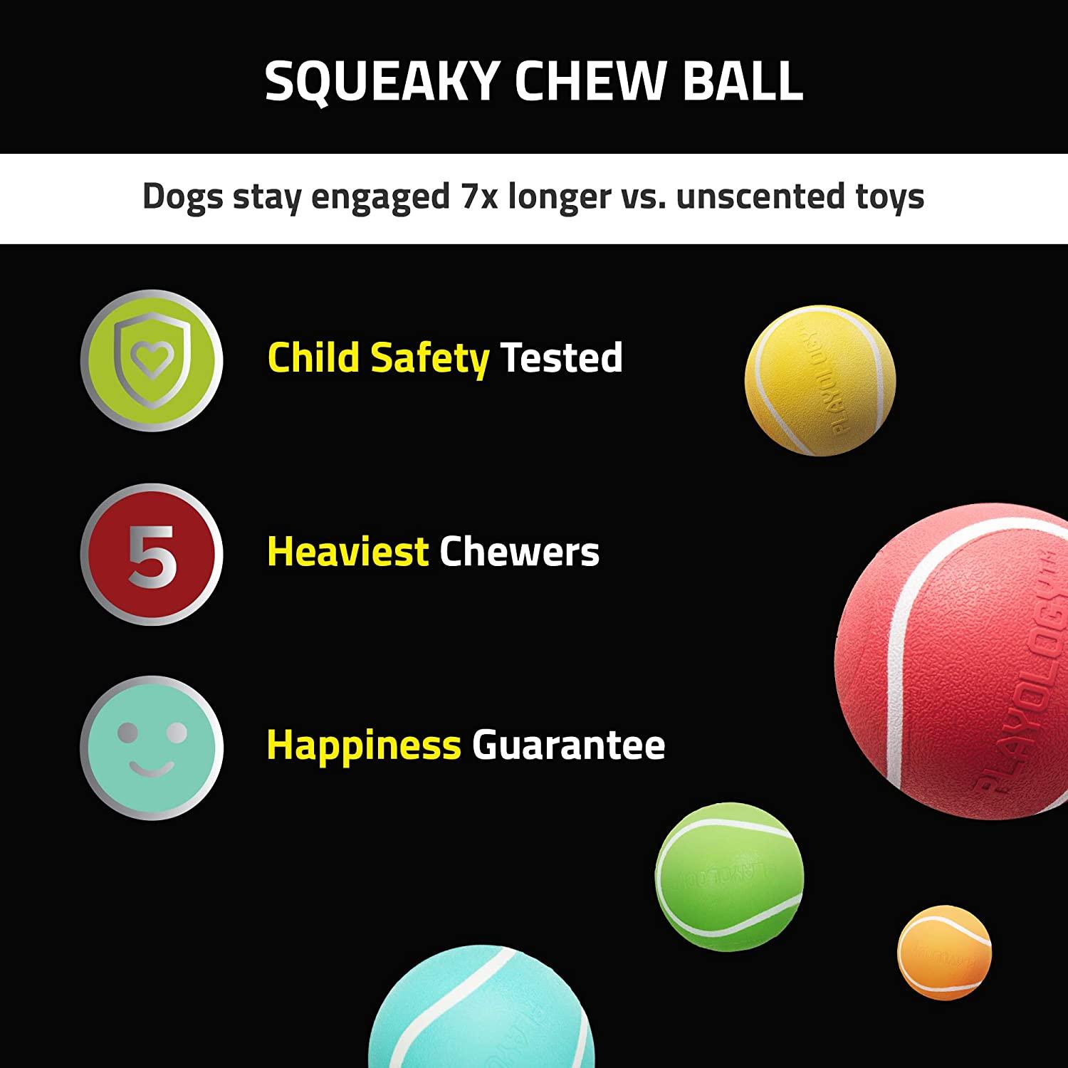 PLAYOLOGY All Natural Peanut Butter Scented Squeaky Chew Ball