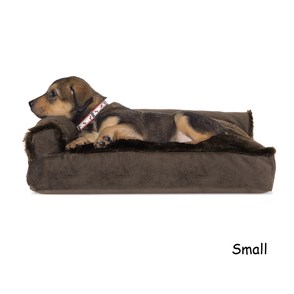 FurHaven Plush & Velvet Deluxe Chaise Lounge Pillow Sofa-Style Pet Bed - Sable Brown