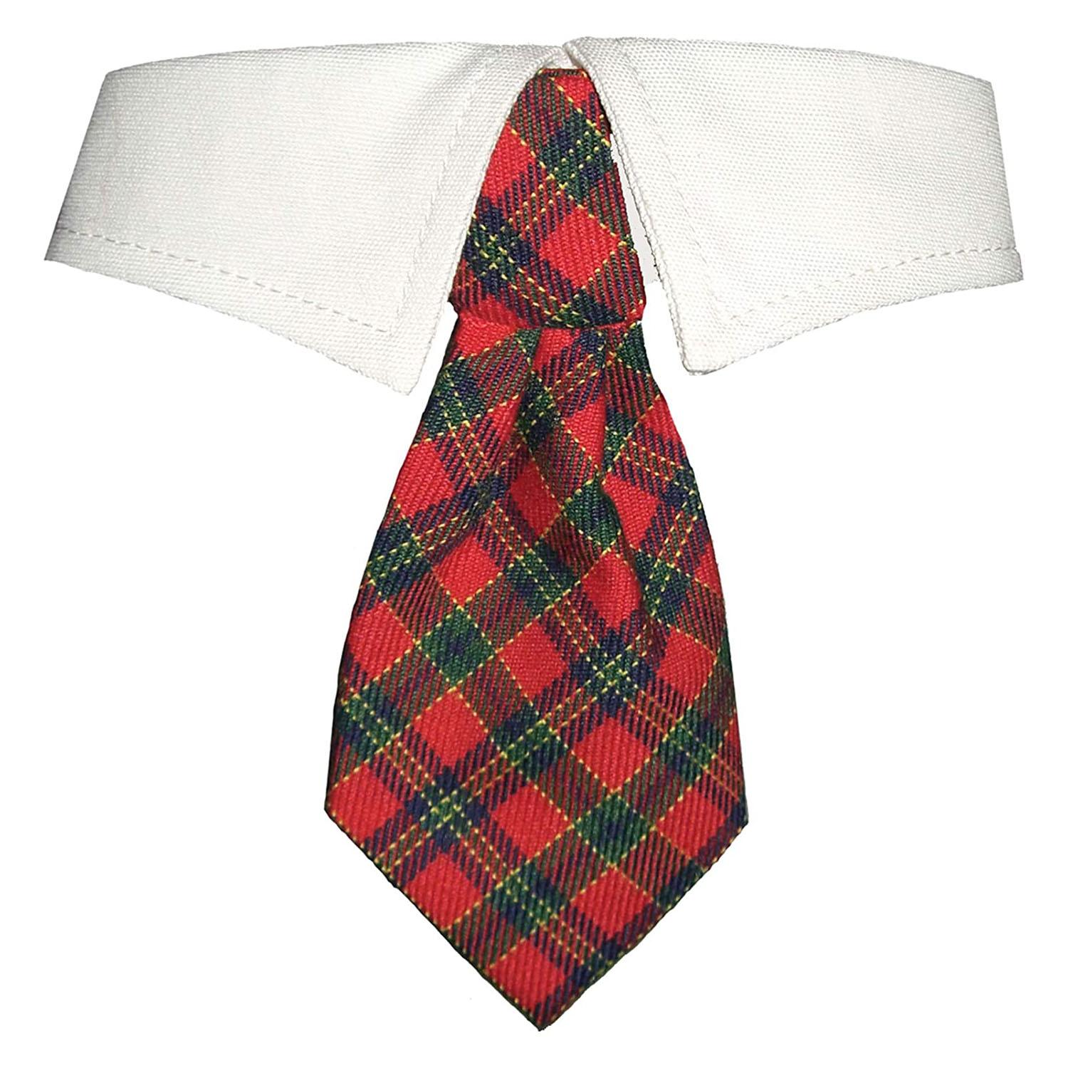 Pooch Outfitters Christmas Tartan Dog Shirt Collar & Tie