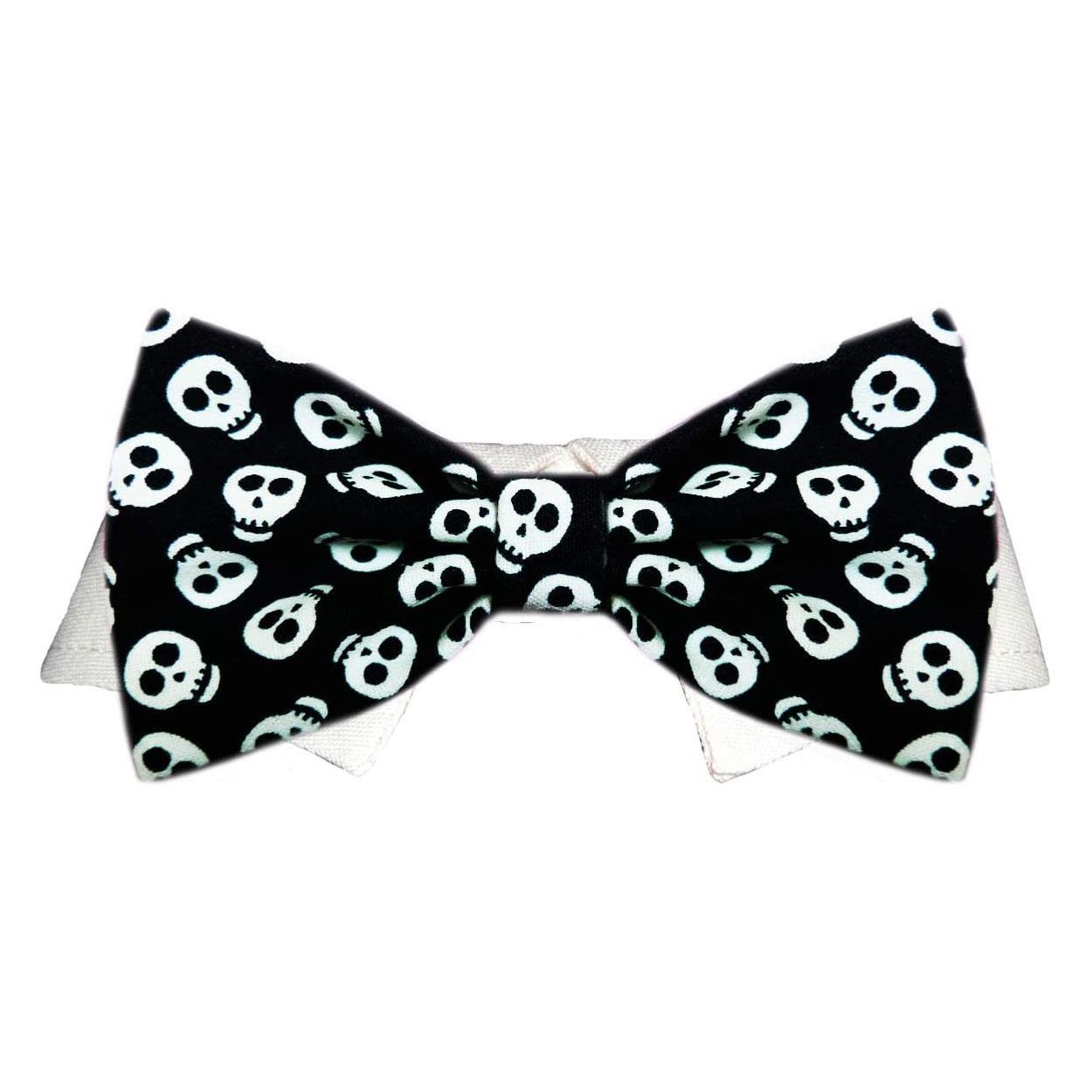 Pooch Outfitters Skully Dog Shirt Collar and Bow Tie - Black