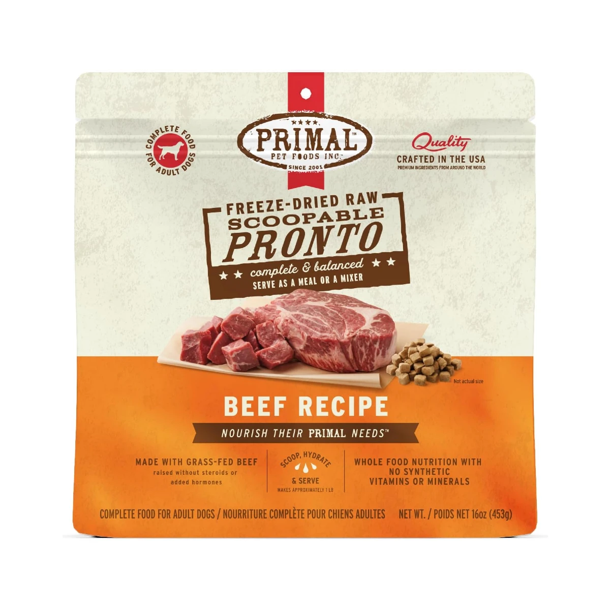 Primal Freeze-Dried Raw Pronto Dog Food - Beef