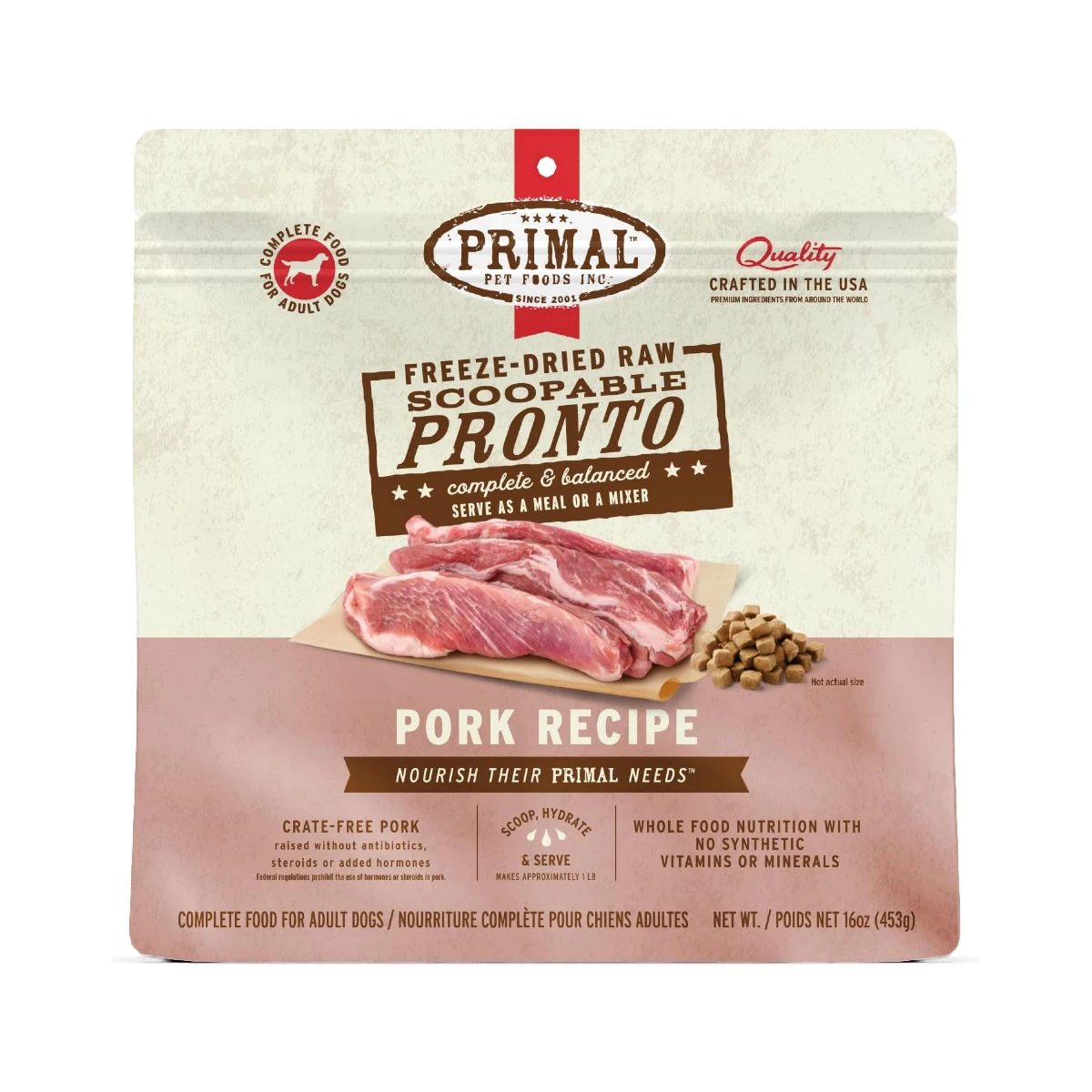 Primal Freeze-Dried Raw Pronto Dog Food - Pork