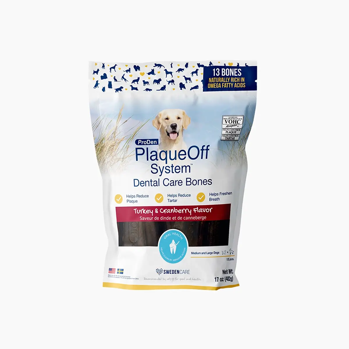 ProDen PlaqueOff Dental Care Bones Dog Treats - Turkey and Cranberry