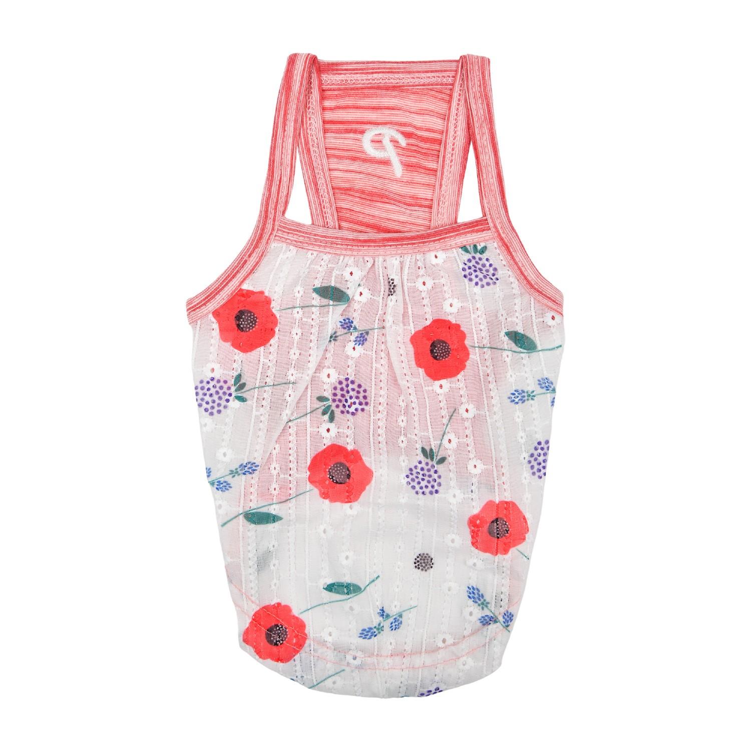 Puppia Florine Floral Dog Tank - Red