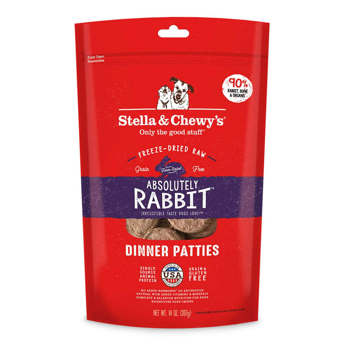 Stella & Chewy's Absolutely Rabbit Dinner Patties Dog Treats - Freeze Dried