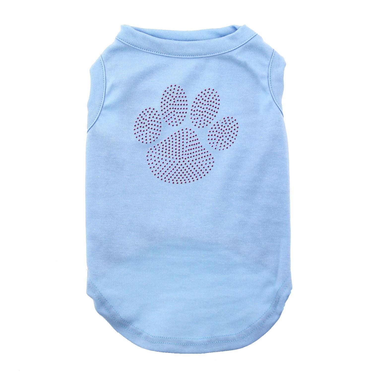 Purple Paw Rhinestud Dog Shirt - Baby Blue