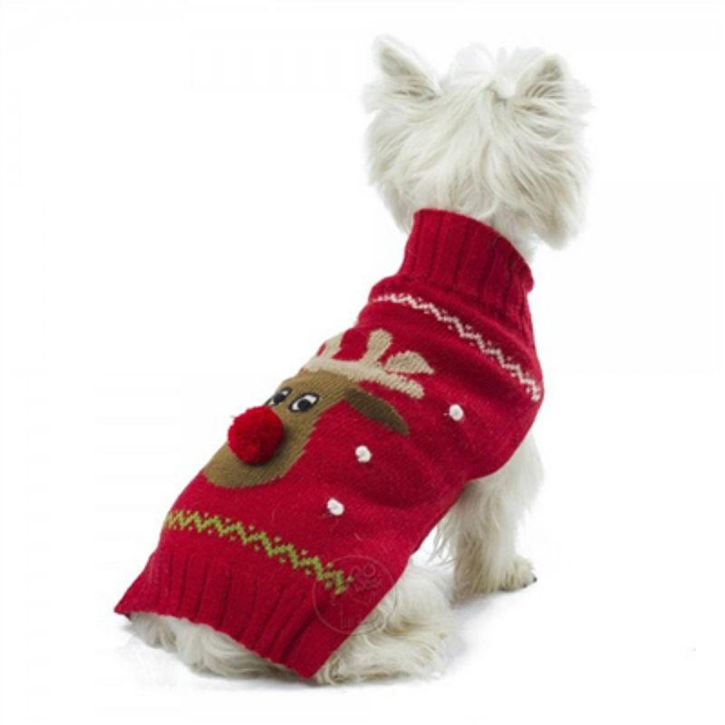 Alqo Wasi Rudolph Sleeveless Dog Sweater - Red