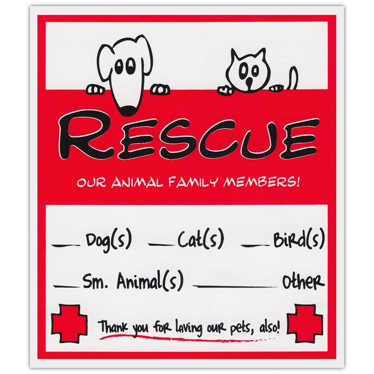 Rescue Our Pets Emergency Decals - Animal Family