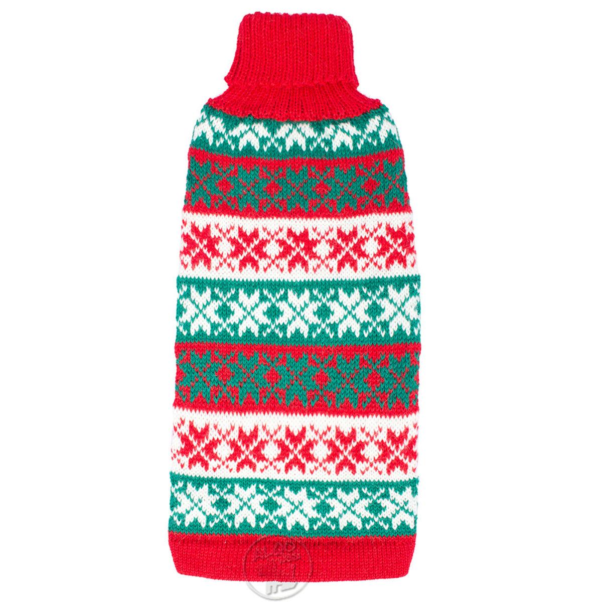 Alqo Wasi Christmas Snowflake Alpaca Dog Sweater - Red