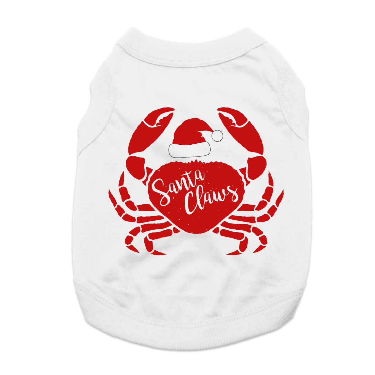 Santa Claws Holiday Crab Dog Shirt - White
