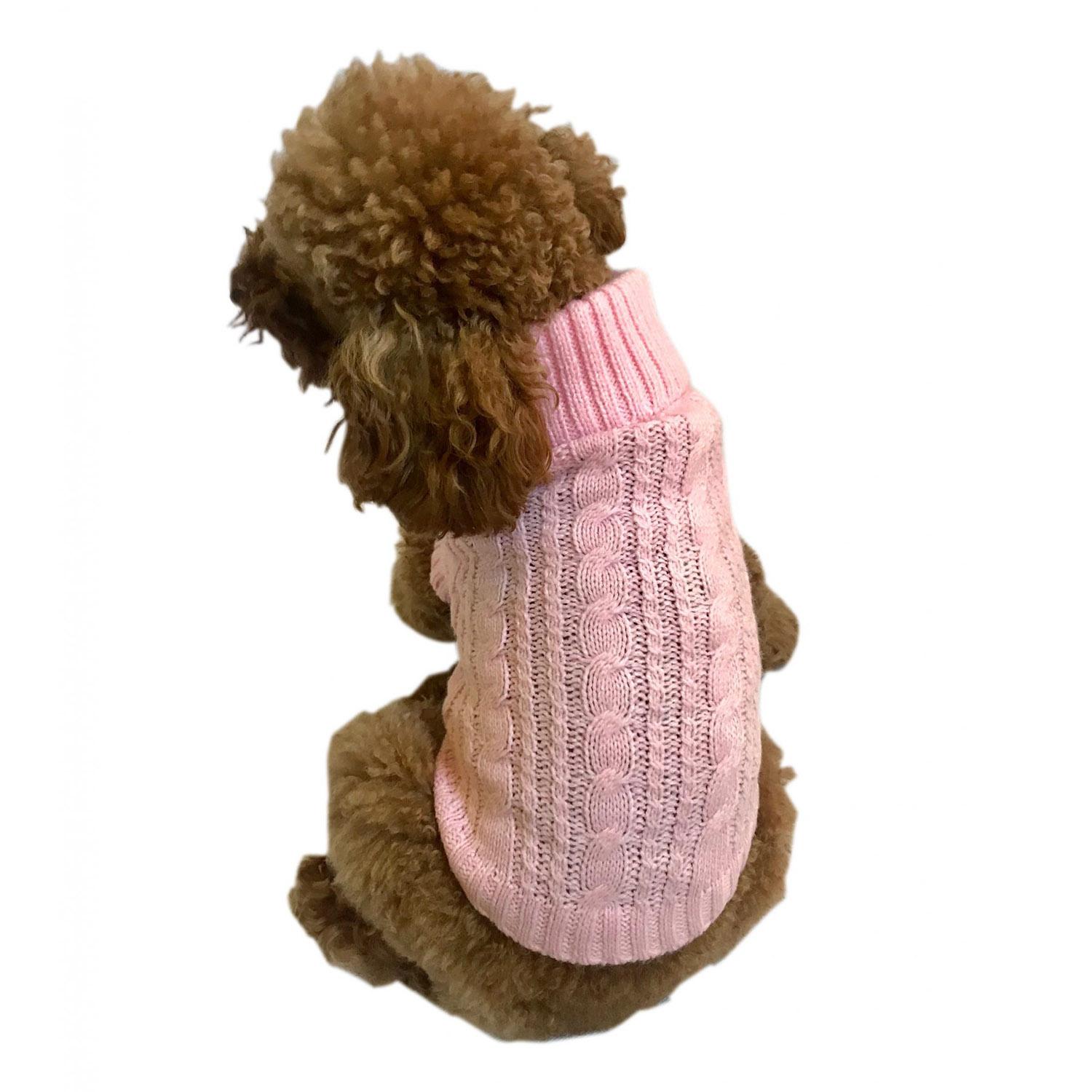 The Dog Squad Scottish Cable Knit Dog Sweater - Pink