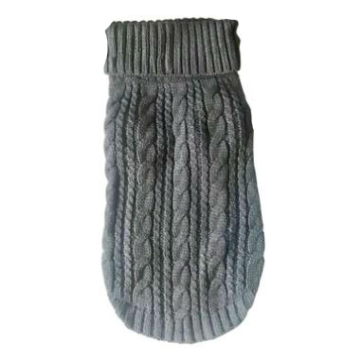 The Dog Squad Scottish Cable Knit Dog Sweater - Charcoal Gray