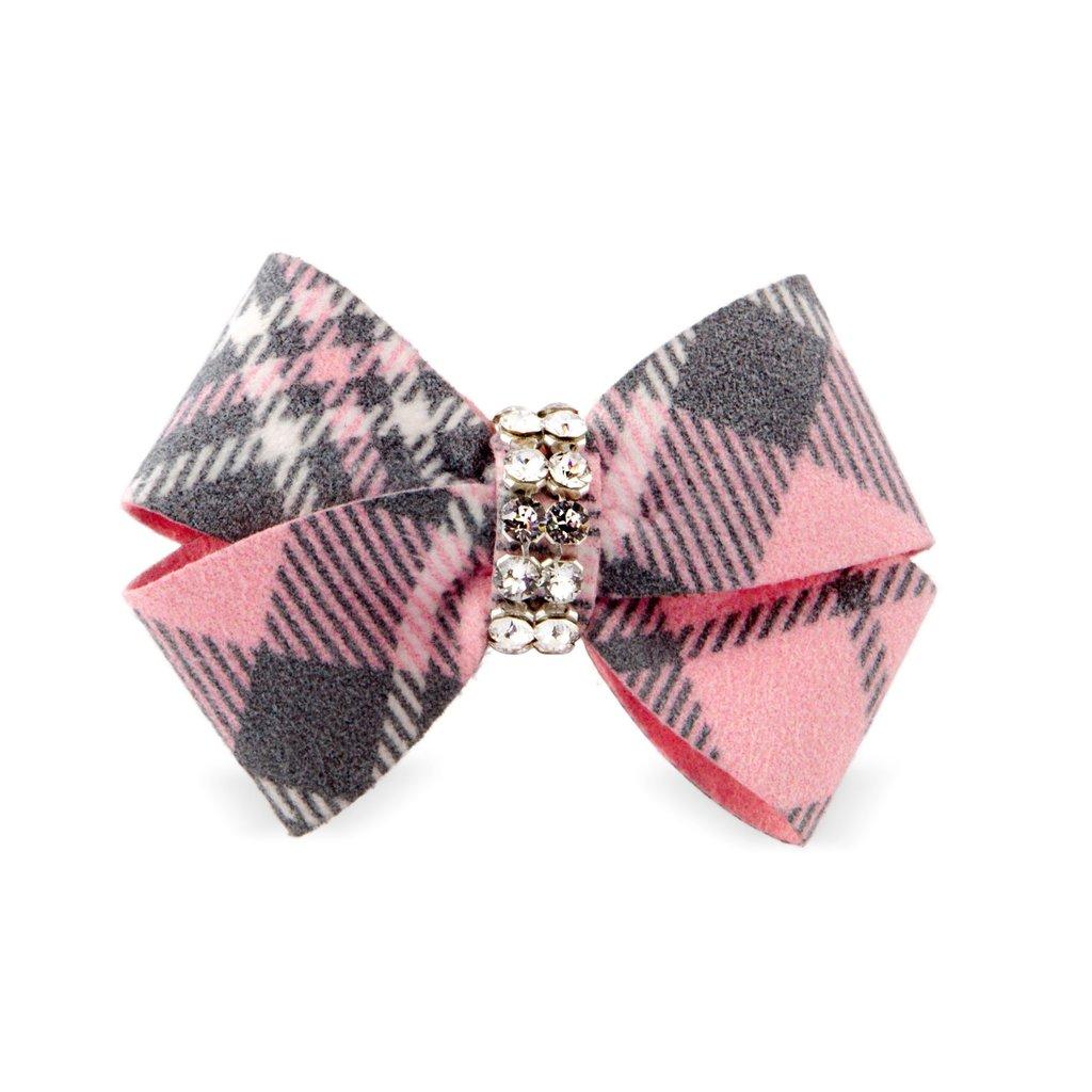 Scotty Nouveau Bow Dog Hair Bow by Susan Lanci - Puppy Pink Plaid
