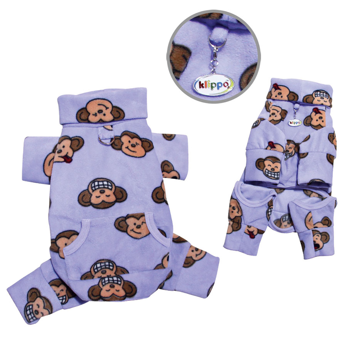 Klippo Silly Monkey Fleece Turtleneck Dog Pajamas - Lavender