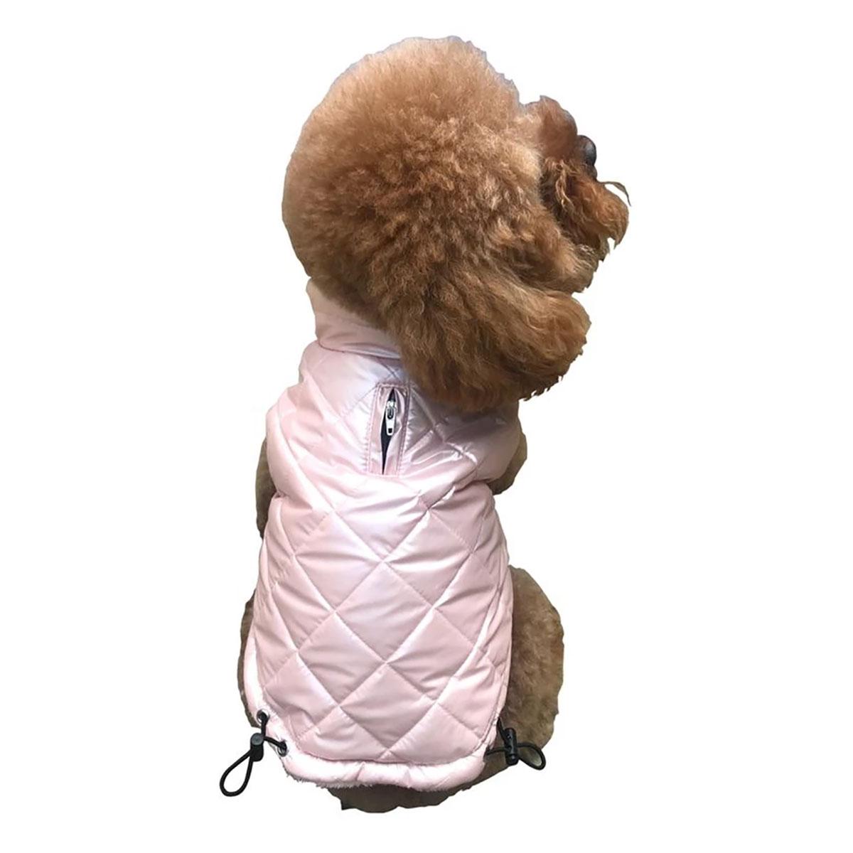 The Dog Squad Coco Puffer Diamond Quilted Dog Coat - Pearl Pink