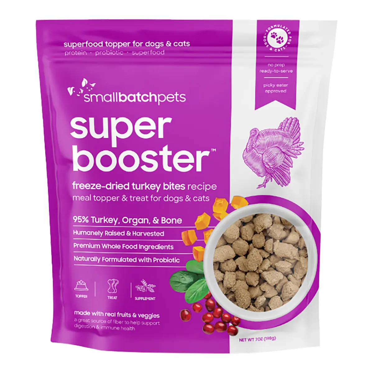 SmallBatch Super Booster Freeze Dried Cat and Dog Treats - Turkey Bites