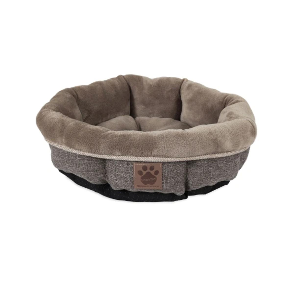 SnooZZy Rustic Elegance Shearling Round Dog Bed - Brown