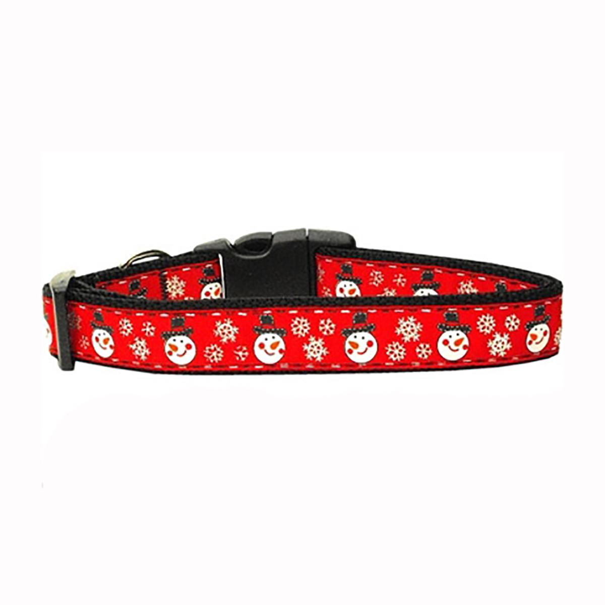 Mirage Snowmen Ribbon Dog Collar - Red