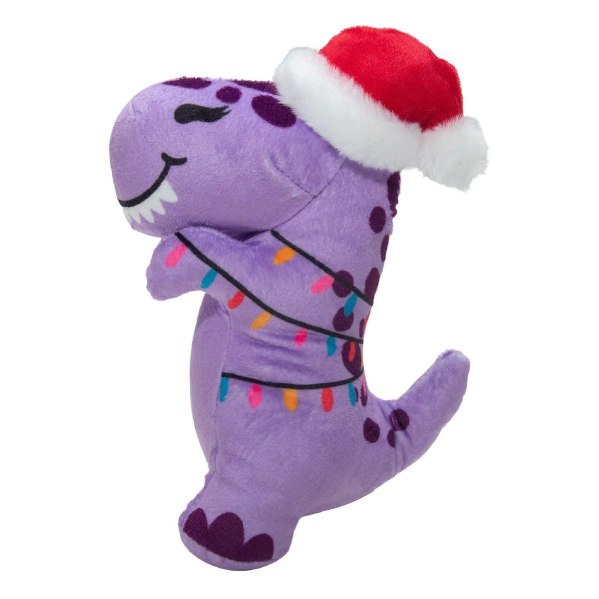 SnugArooz Holiday Dino Plush Dog Toy - T-Rex Tangled in Christmas Lights