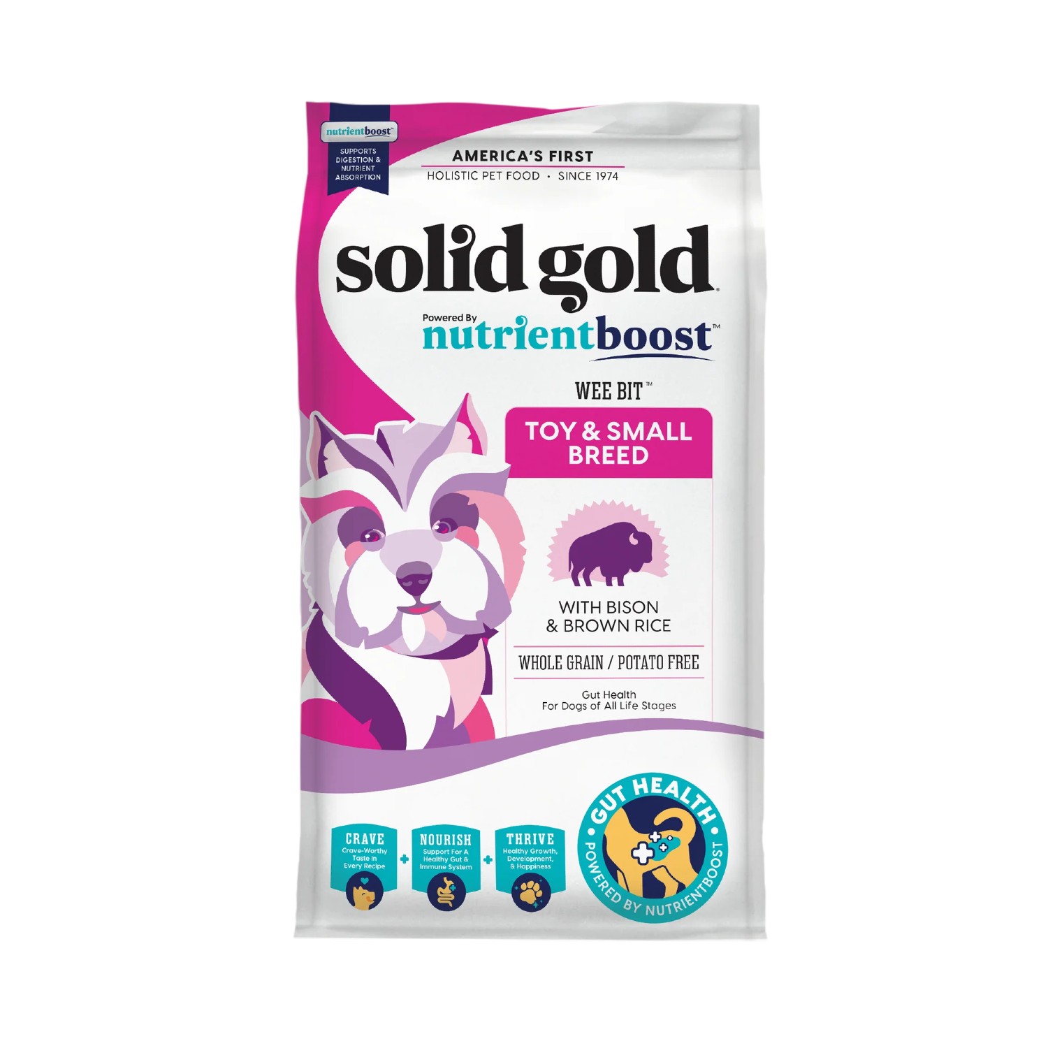Solid Gold Nutrientboost Wee Bit Toy & Small Breed Dry Dog Food - Bison, Brown Rice & Pearled Barley Recipe