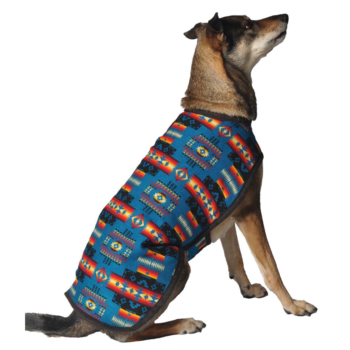 Chilly Dog Southwestern Blanket Dog Coat - Turquoise