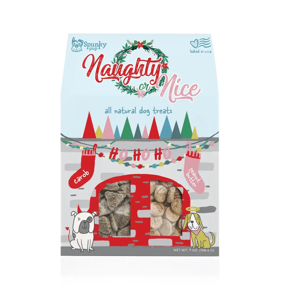 Spunky Pup Holiday Dog Treats - Naughty or Nice in Peanut Butter & Carob
