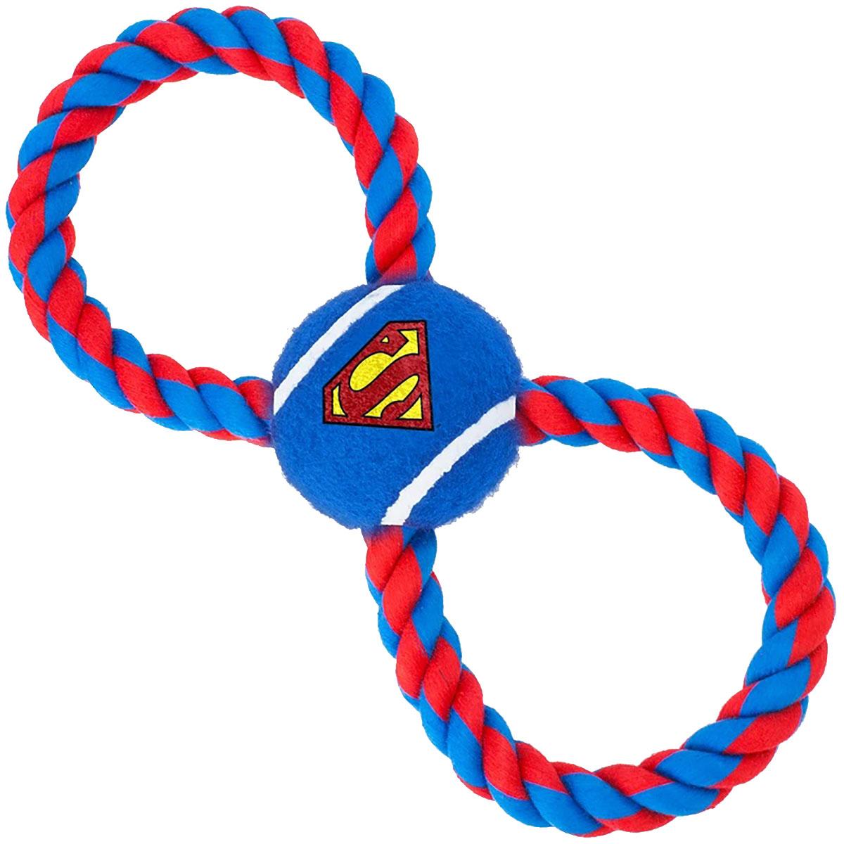 Superman Rope Tennis Ball Dog Toy By