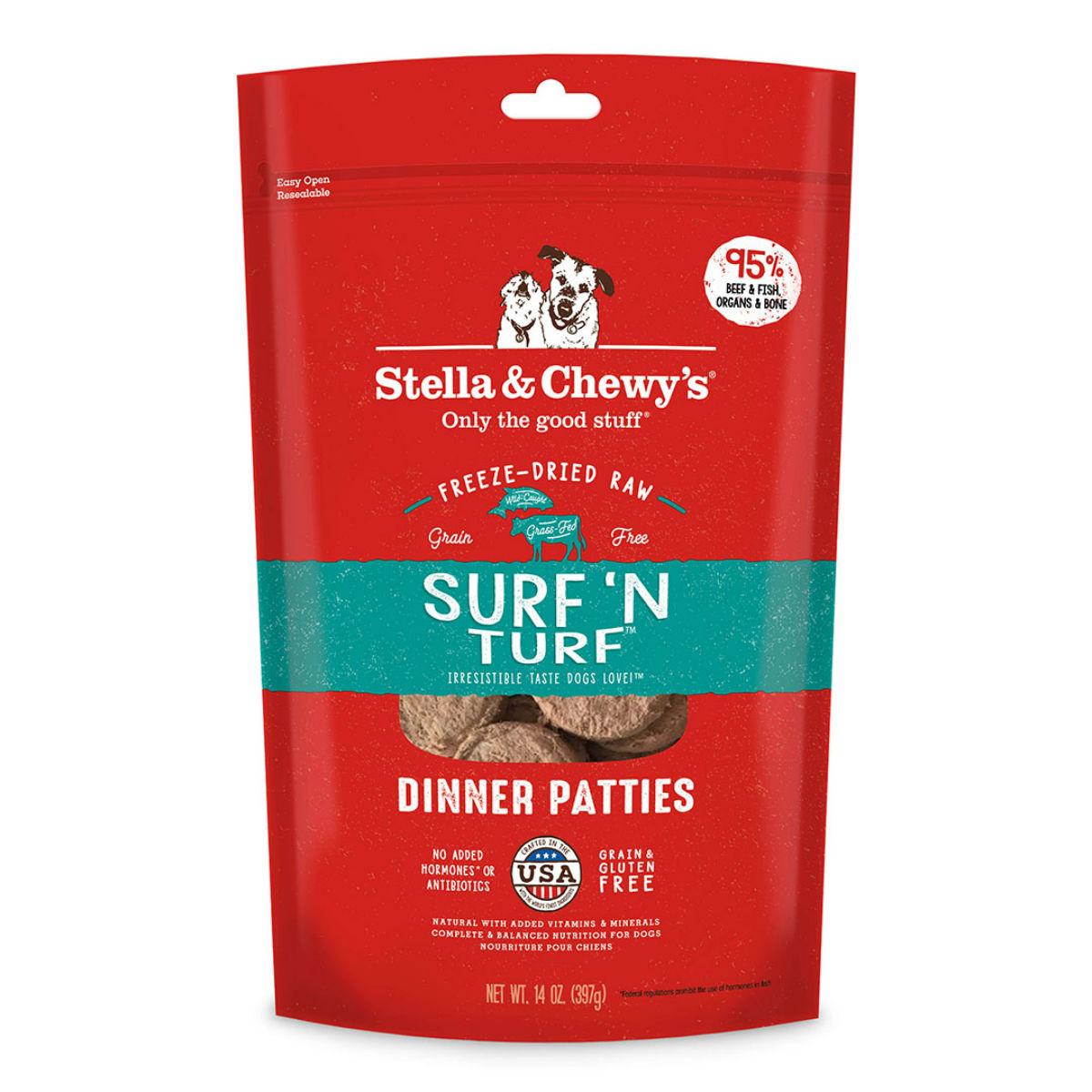 Stella & Chewy's Surf & Turf Dinner Patties Dog Treats - Freeze Dried