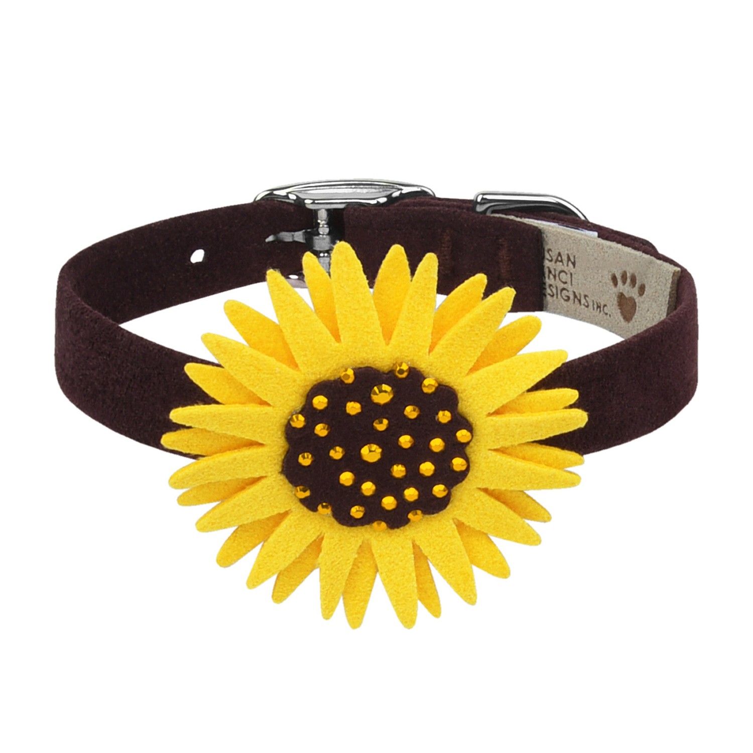 Susan Lanci Sunflower Dog Collar - Chocolate