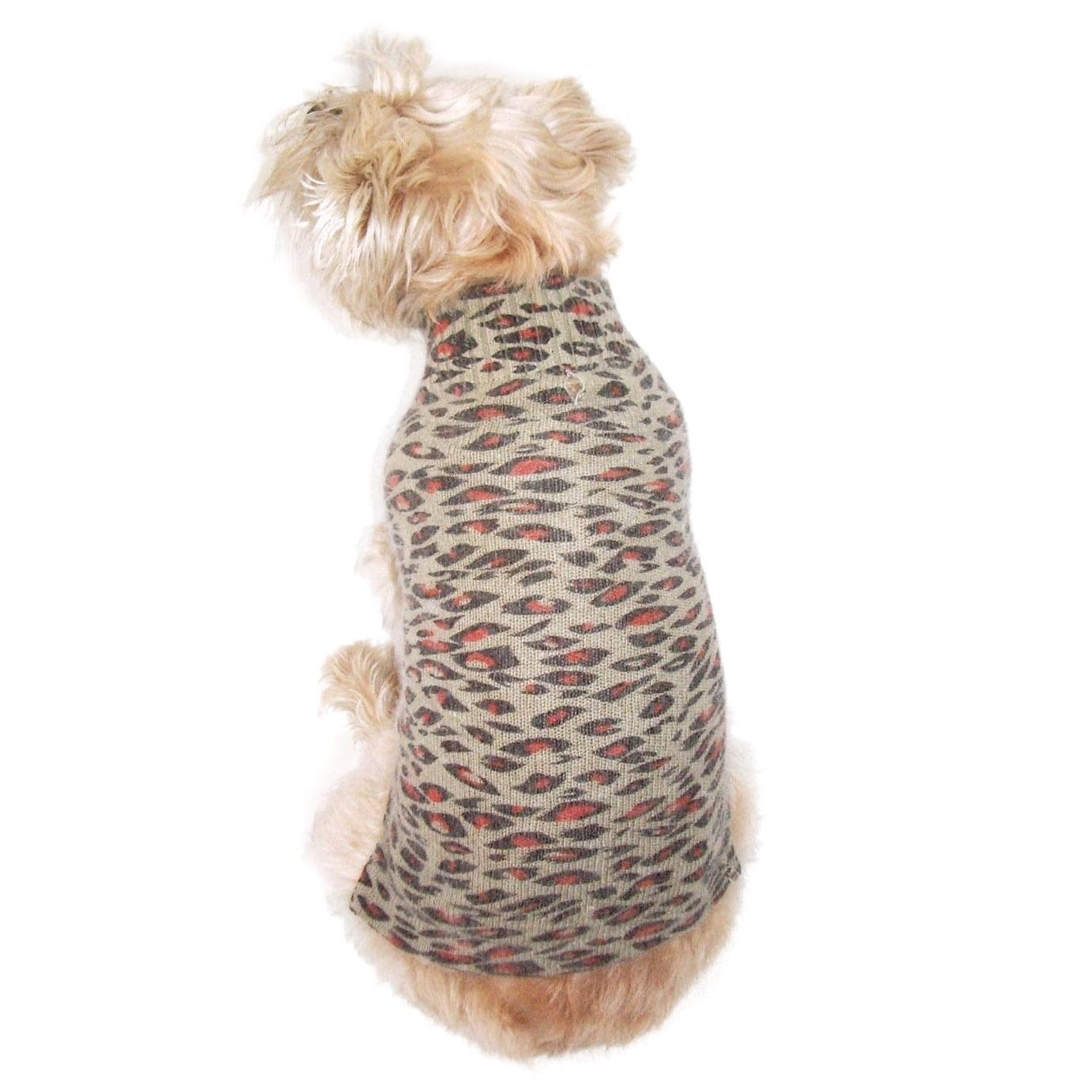 The Dog Squad Animal Instincts Mock Turtleneck Dog Sweater - Brown Leopard