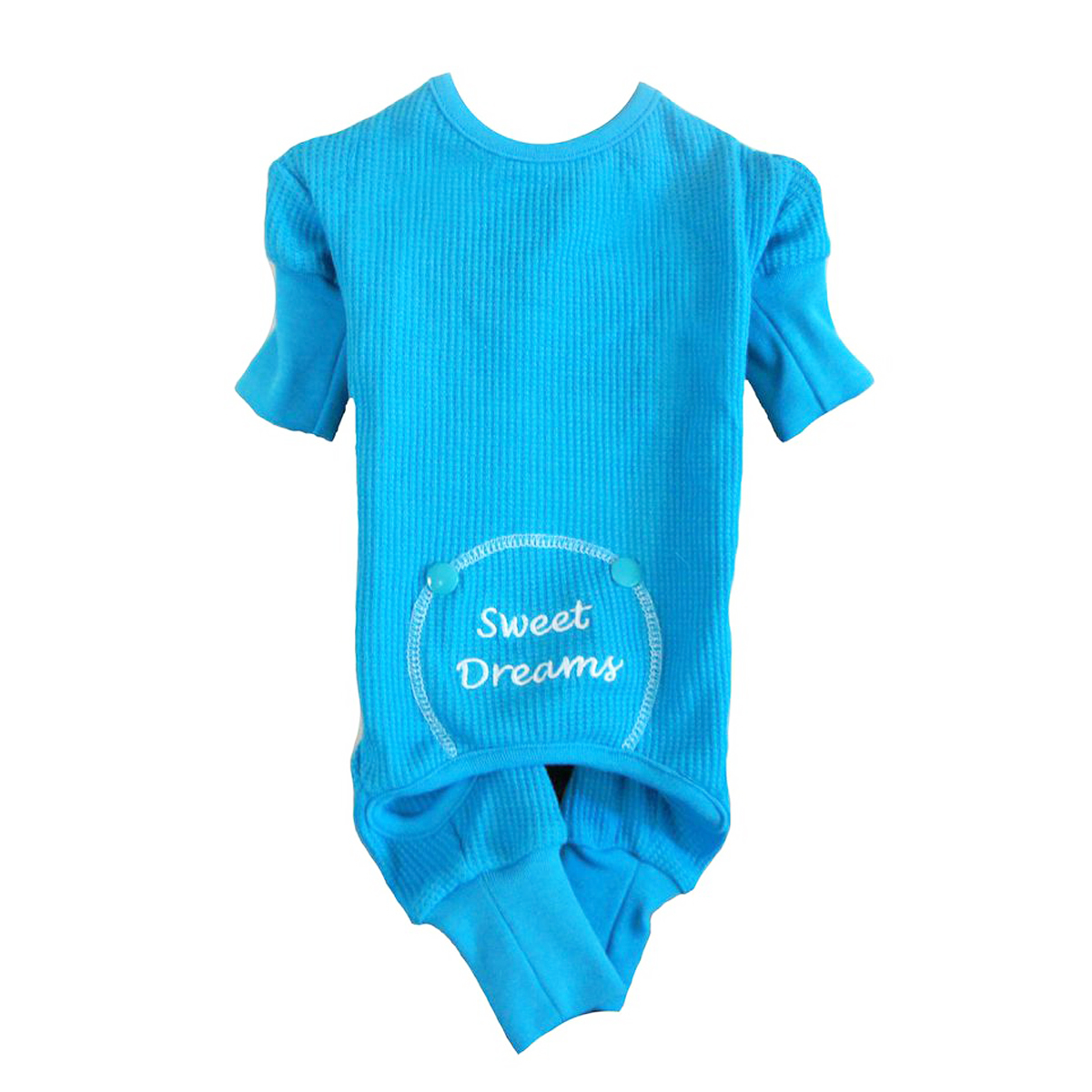 Sweet Dreams Embroidered Dog Pajamas by Doggie Design - Blue